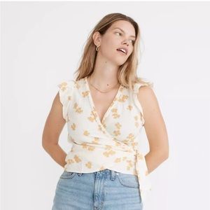 Like new Madewell Flutter Sleeve Amalfi Floral Short Sleeve Wrap Top